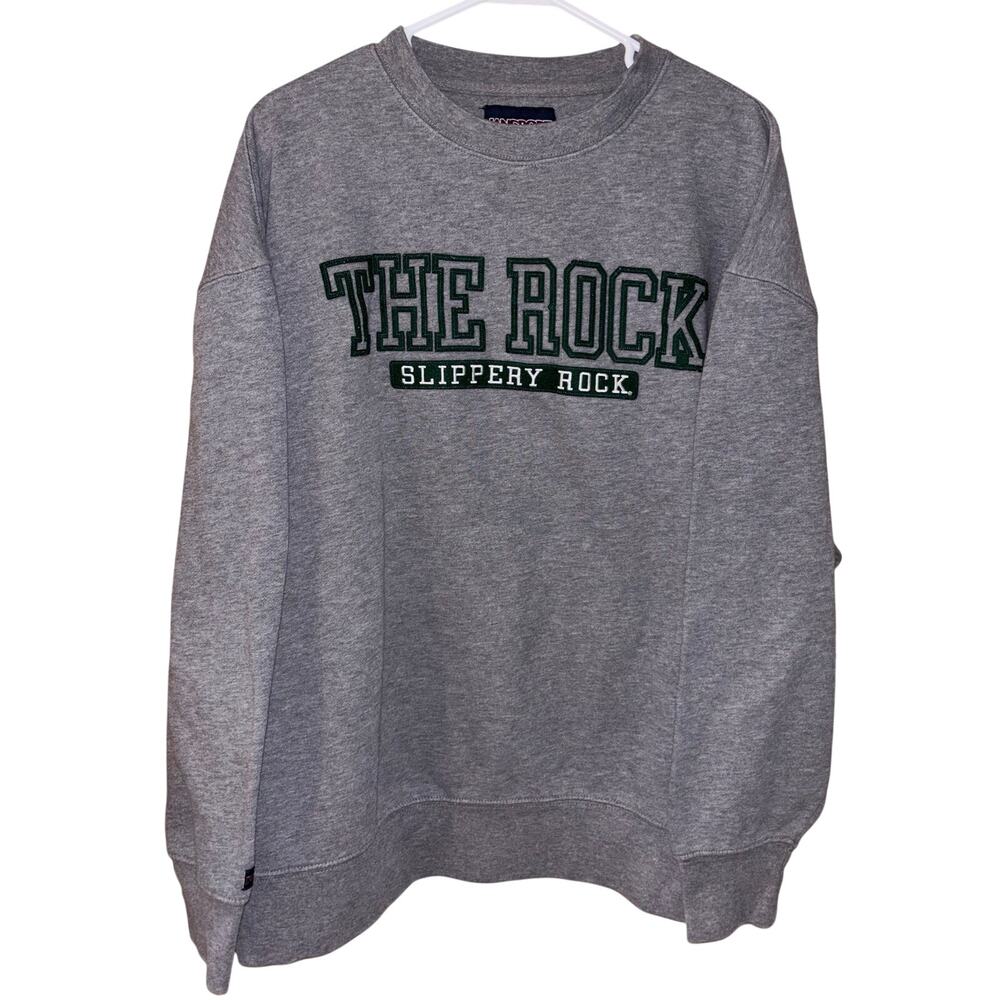 Vintage Jansport Slippery Rock University gray green crewneck sweatshirt (XXL)